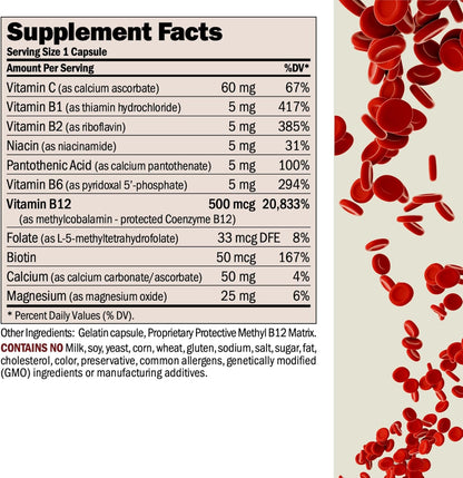 ANDREW LESSMAN Vitamin B12 500 - Absorption-Protected Methylcobalamin, 180 Capsules