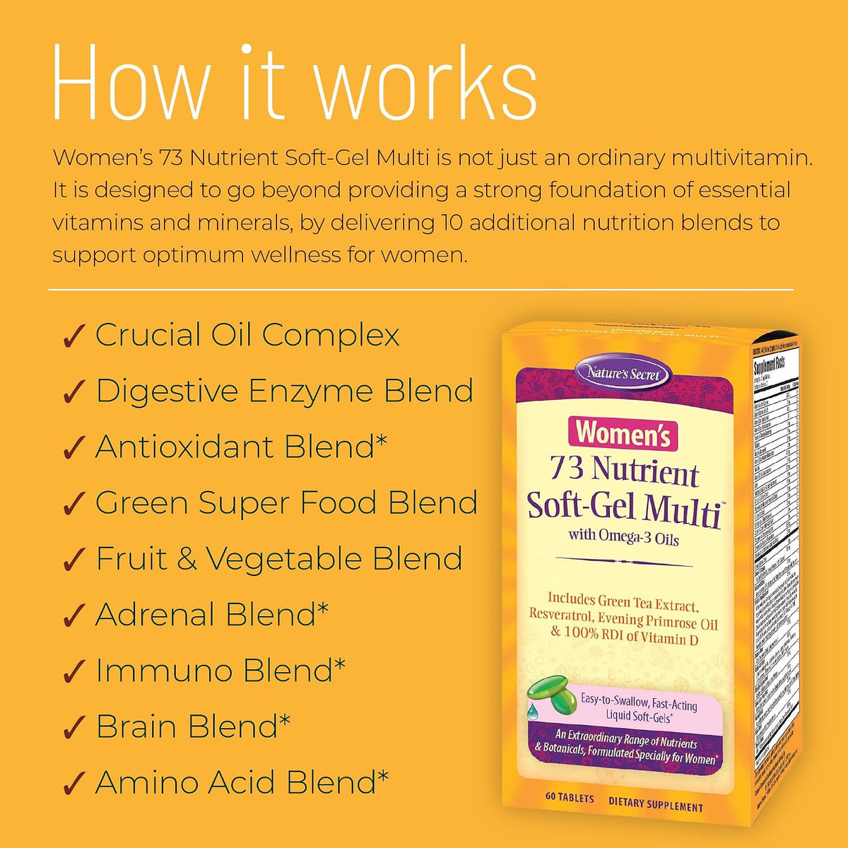 Nature's Secret Women's 73 Nutrient Soft-Gel Multivitamin - görsel 3