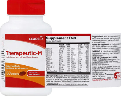 Leader Therapeutic-M Multi-Mineral Caplets – Comprehensive Daily Nutritional Support, 130 Caplets
