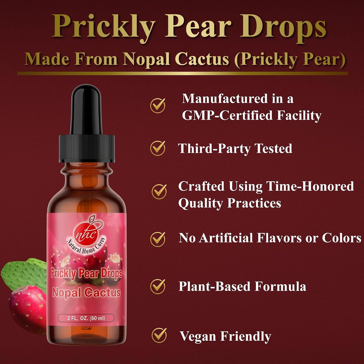 Nopal Cactus Capsules and Prickly Pear Drops Combo, Freeze-Dried Nopal Powder Capsules Plus Nopal Cactus Fruit Concentrate with Vitamin B12, 120 Capsules + 60 ml - görsel 5