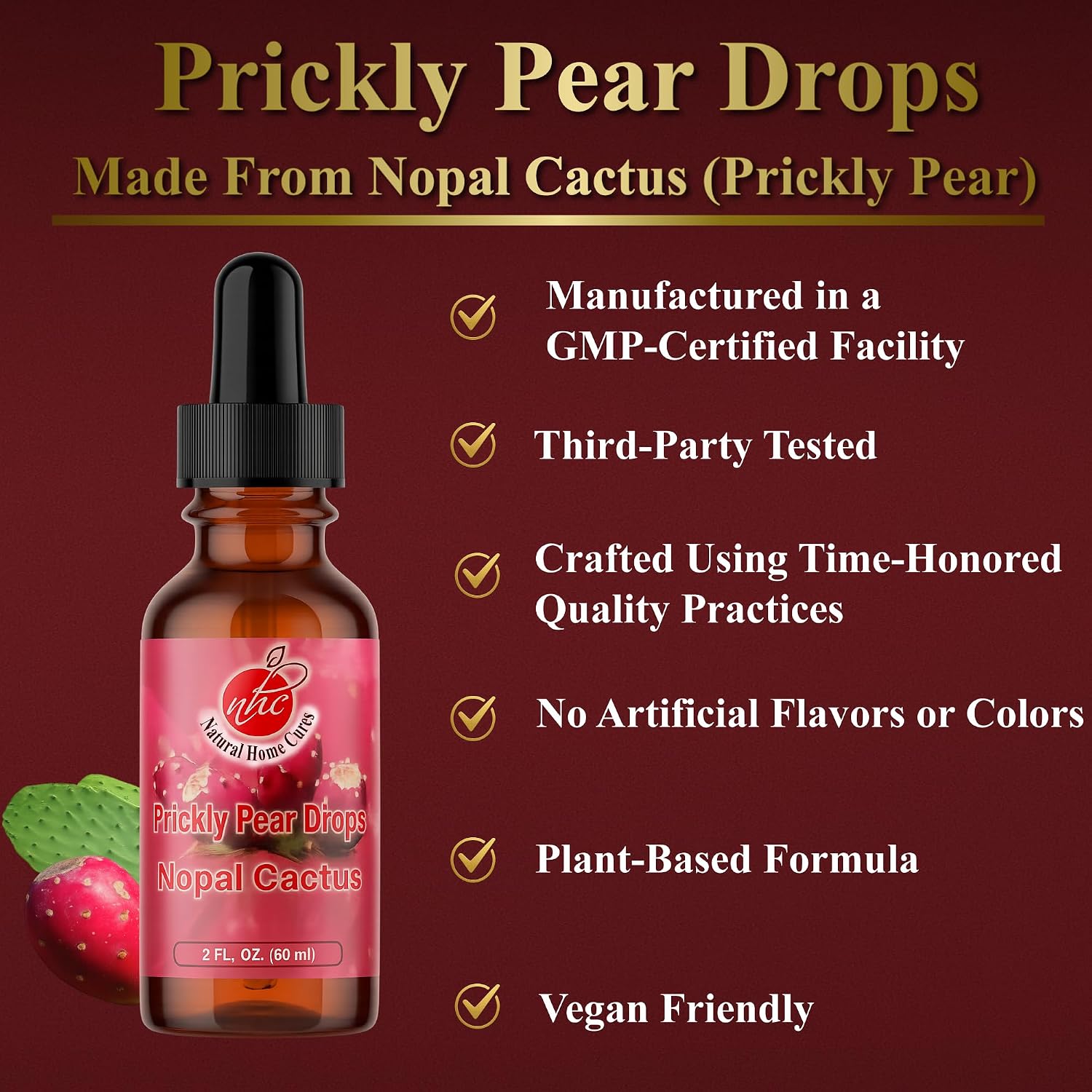 Nopal Cactus Capsules and Prickly Pear Drops Combo, Freeze-Dried Nopal Powder Capsules Plus Nopal Cactus Fruit Concentrate with Vitamin B12, 120 Capsules + 60 ml - görsel 5