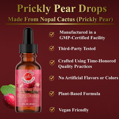 Nopal Cactus Capsules and Prickly Pear Drops Combo, Freeze-Dried Nopal Powder Capsules Plus Nopal Cactus Fruit Concentrate with Vitamin B12, 120 Capsules + 60 ml