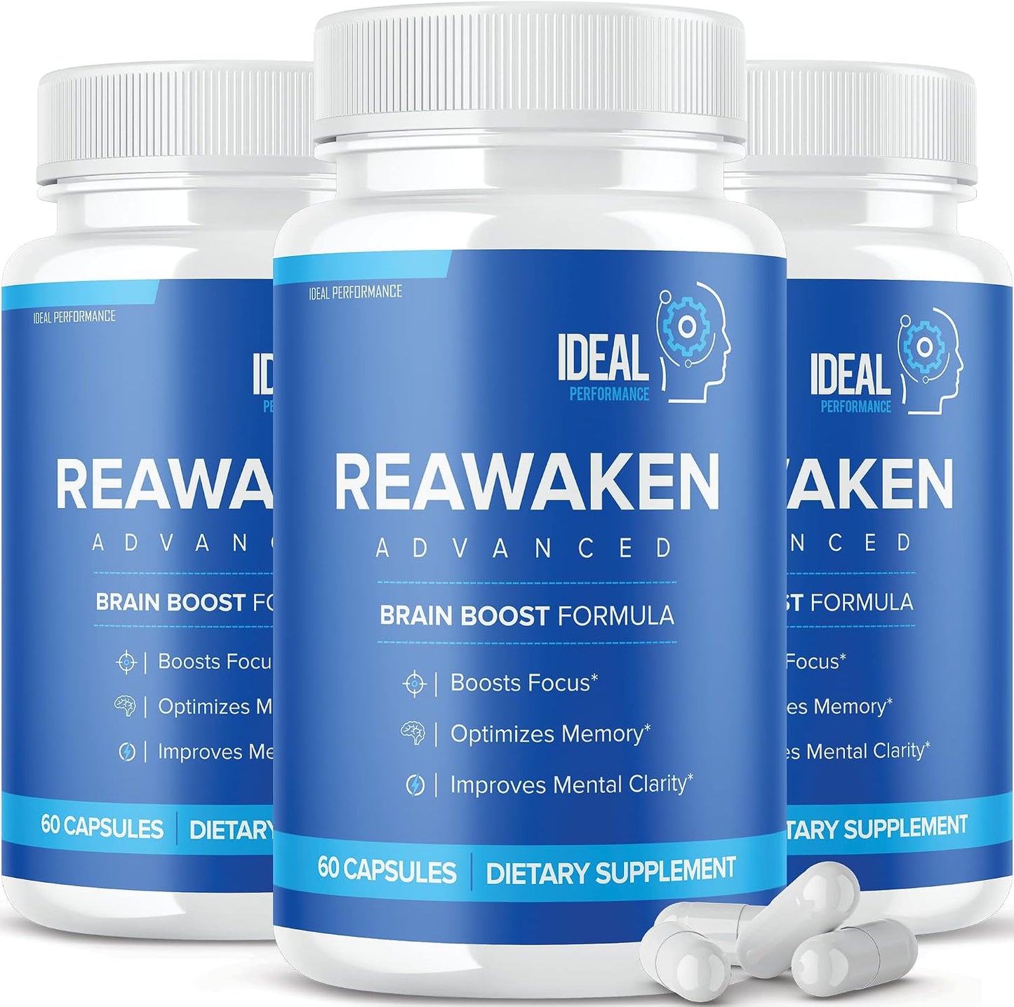 Reawaken Brain Boost Supplement for Memory Advanced Formula (3 Pack - 180 Capsules) - görsel 1