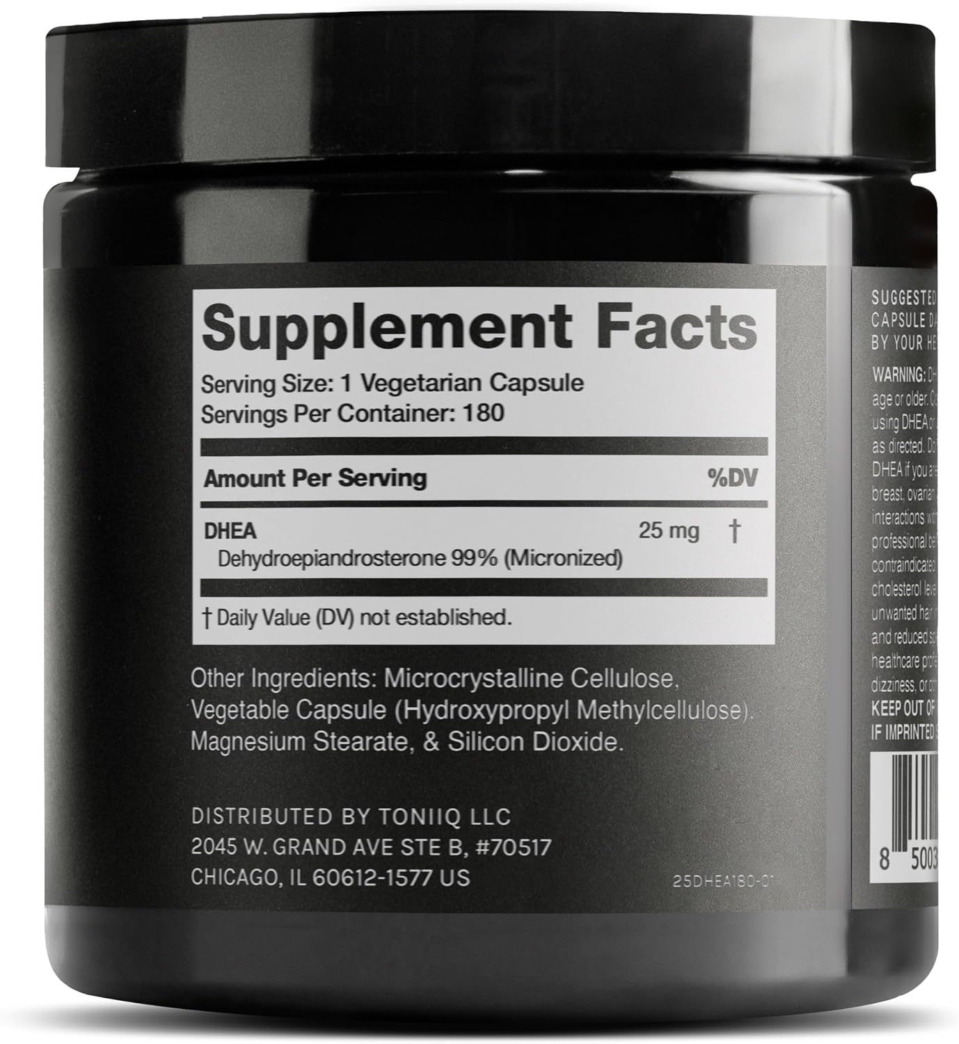 Toniiq Ultra High Strength DHEA 25mg Supplement – 99%+ Purified Micronised DHEA for Men and Women – 180 Capsules - görsel 2