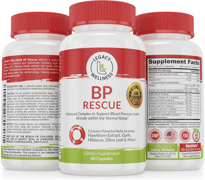BP Rescue Blood Pressure Support Food Supplement - Natural Circulation & Blood Flow Support