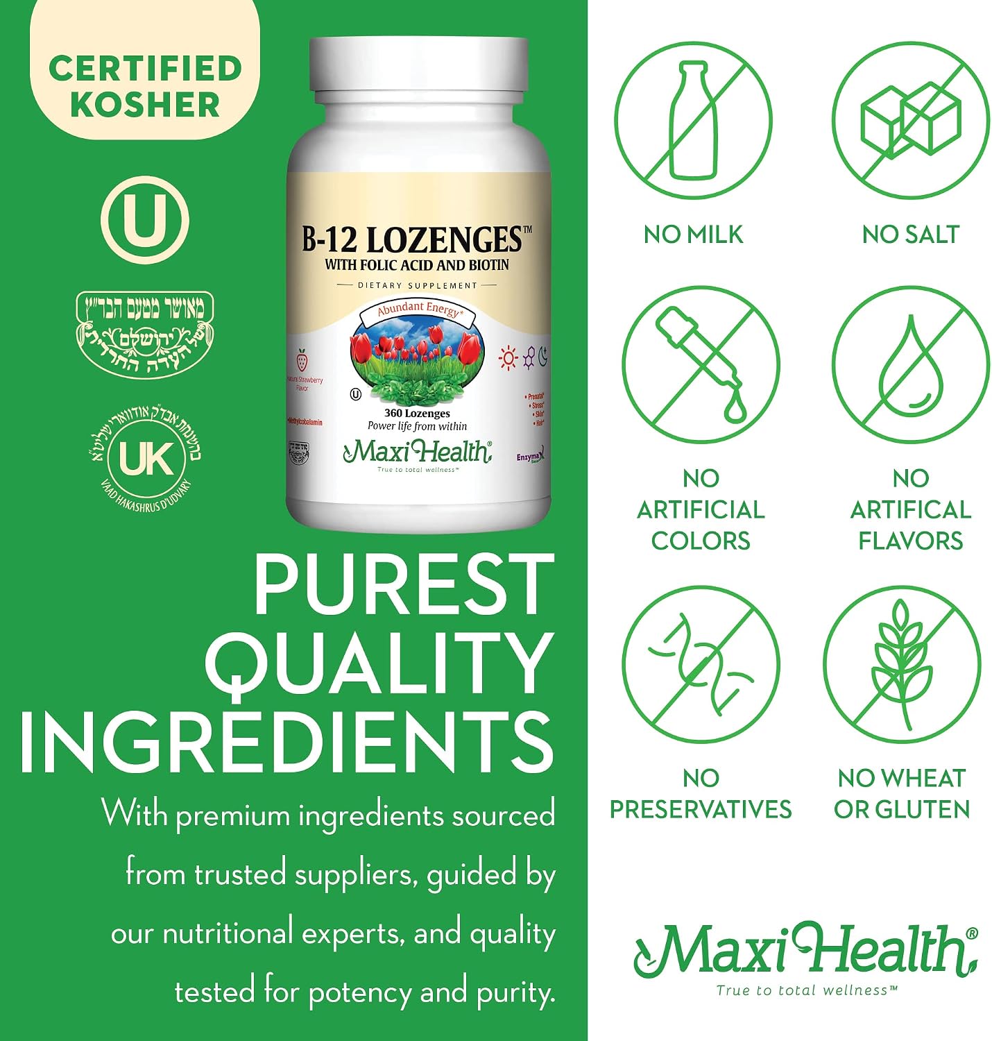 Vitamin B12 Lozenges with Folic Acid and Biotin - Sublingual Strawberry Flavour - 360 Lozenges - görsel 6