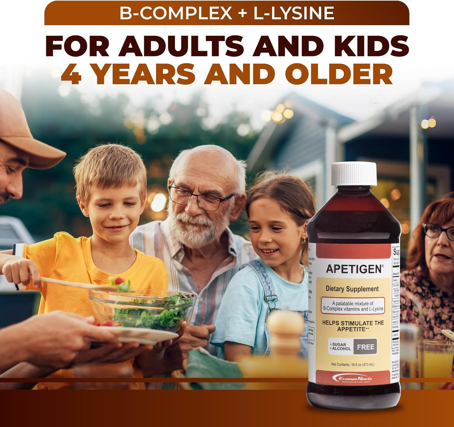 Apetigen Appetite Stimulant – Vitamin B-Complex with L-Lysine Liquid – Sugar-Free Caramel Flavour, 473ml - görsel 2