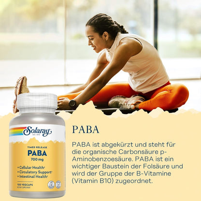 SOLARAY Paba TSTR Vitamin Capsules, 700 mg | 100 Count