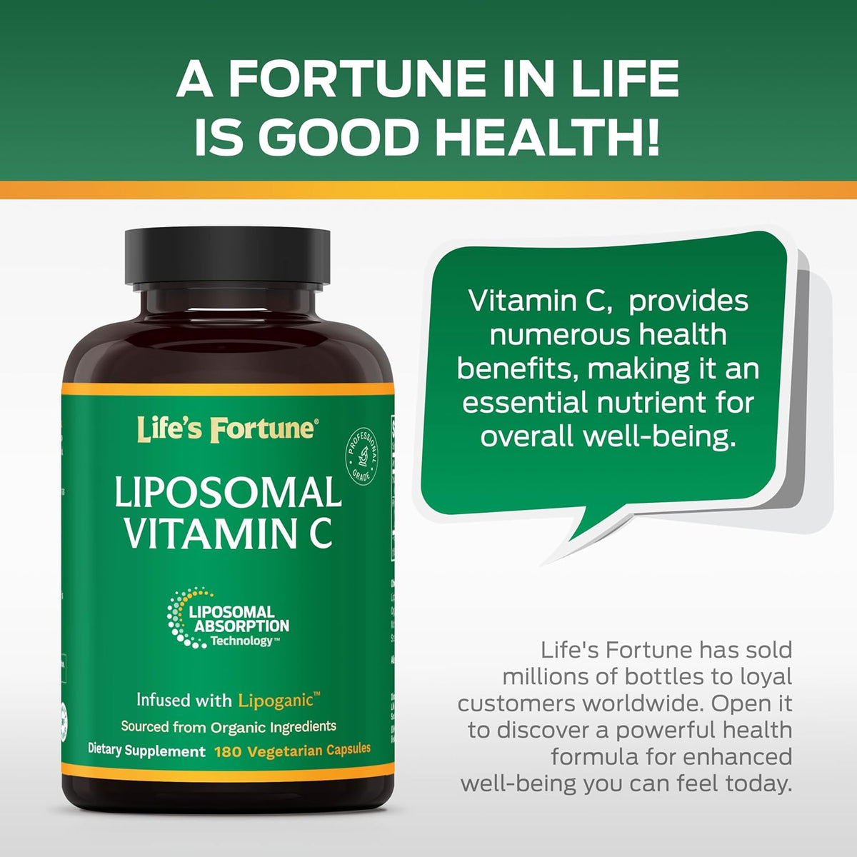 Life's Fortune Liposomal Vitamin C 2100 mg – 180 Capsules - görsel 8