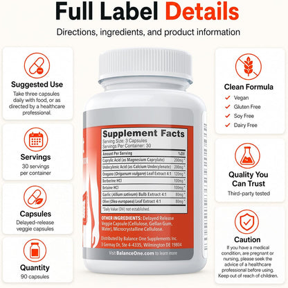 Balance ONE Candida Cleanse Support Supplement – CandAssist (90 Capsules)