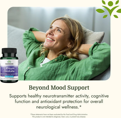 Swanson Lithium Orotate Mood and Memory Support Supplement - 5 mg, 60 Vegetarian Capsules