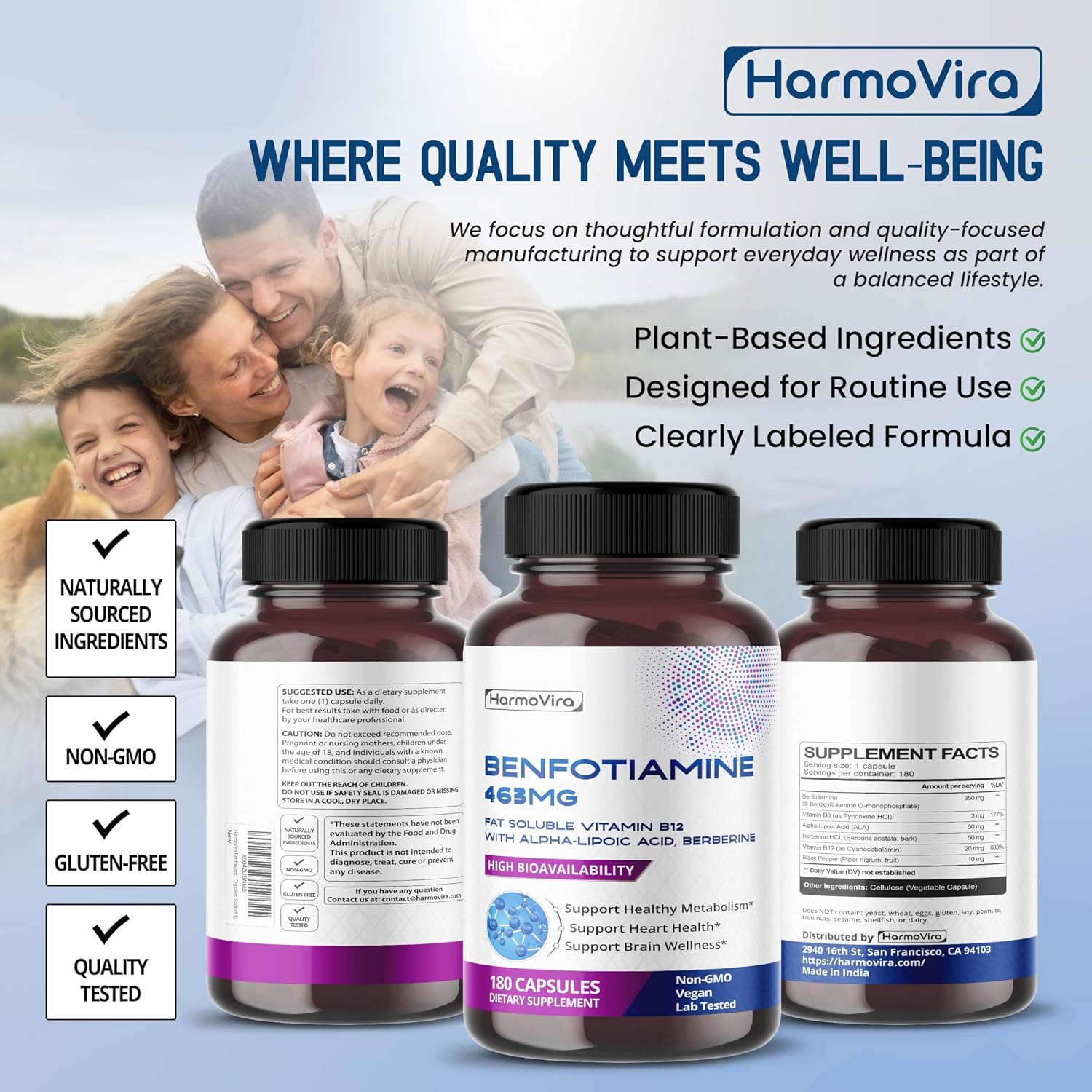 Benfotiamine (Fat-Soluble Vitamin B1) with Alpha-Lipoic Acid & Berberine – Advanced Formula – 180 Capsules - görsel 8