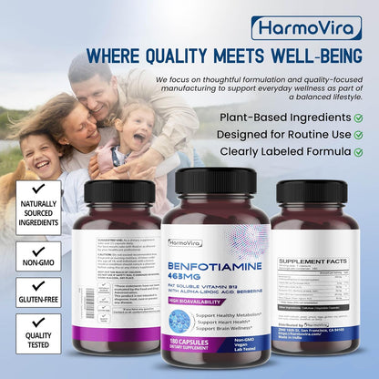 Benfotiamine (Fat-Soluble Vitamin B1) with Alpha-Lipoic Acid & Berberine – Advanced Formula – 180 Capsules