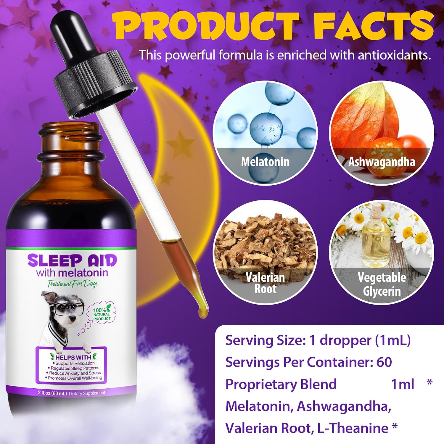 Onznoz Melatonin for Dogs - Liquid Supplement for Relaxation, Anxiety & Stress Relief - görsel 4