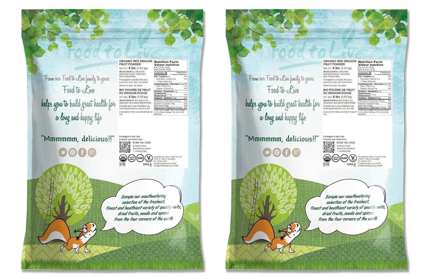 Food to Live Organic Dragon Fruit Juice Powder – Non-GMO, Red Pitaya, Vegan, 7.3kg - görsel 2