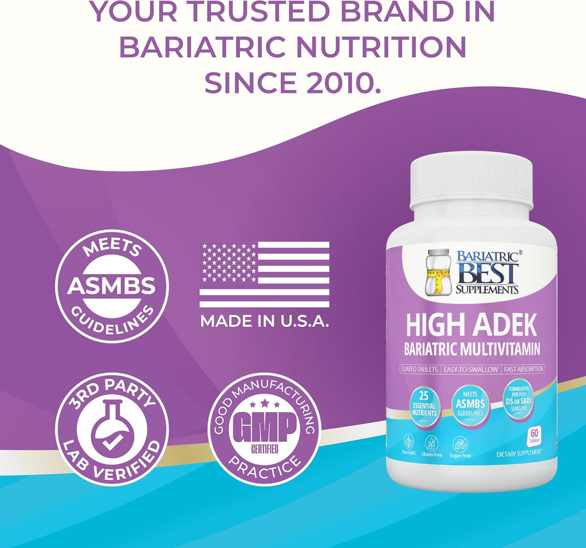 High ADEK Bariatric Multivitamin - for DS, SADI & BPD/DS Surgery - 60 Tablets - görsel 8
