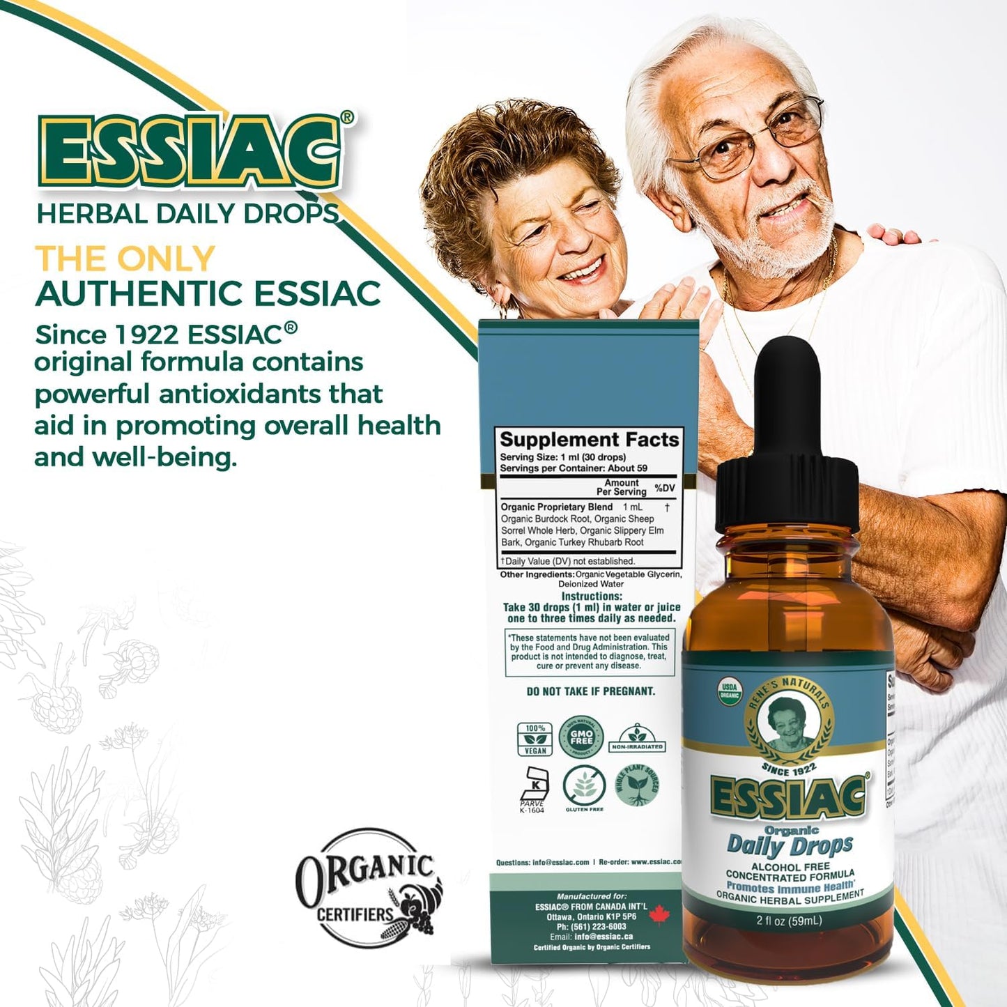 Essiac Original Tea USDA Organic Daily Drops – Alcohol-Free Concentrated Formula, 59ml - görsel 7