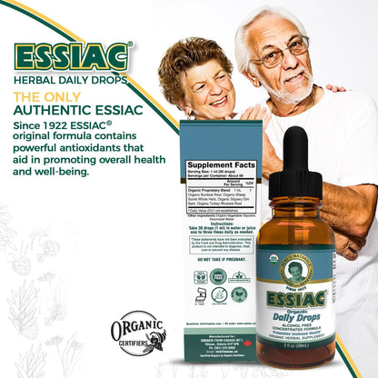 Essiac Original Tea USDA Organic Daily Drops – Alcohol-Free Concentrated Formula, 59ml