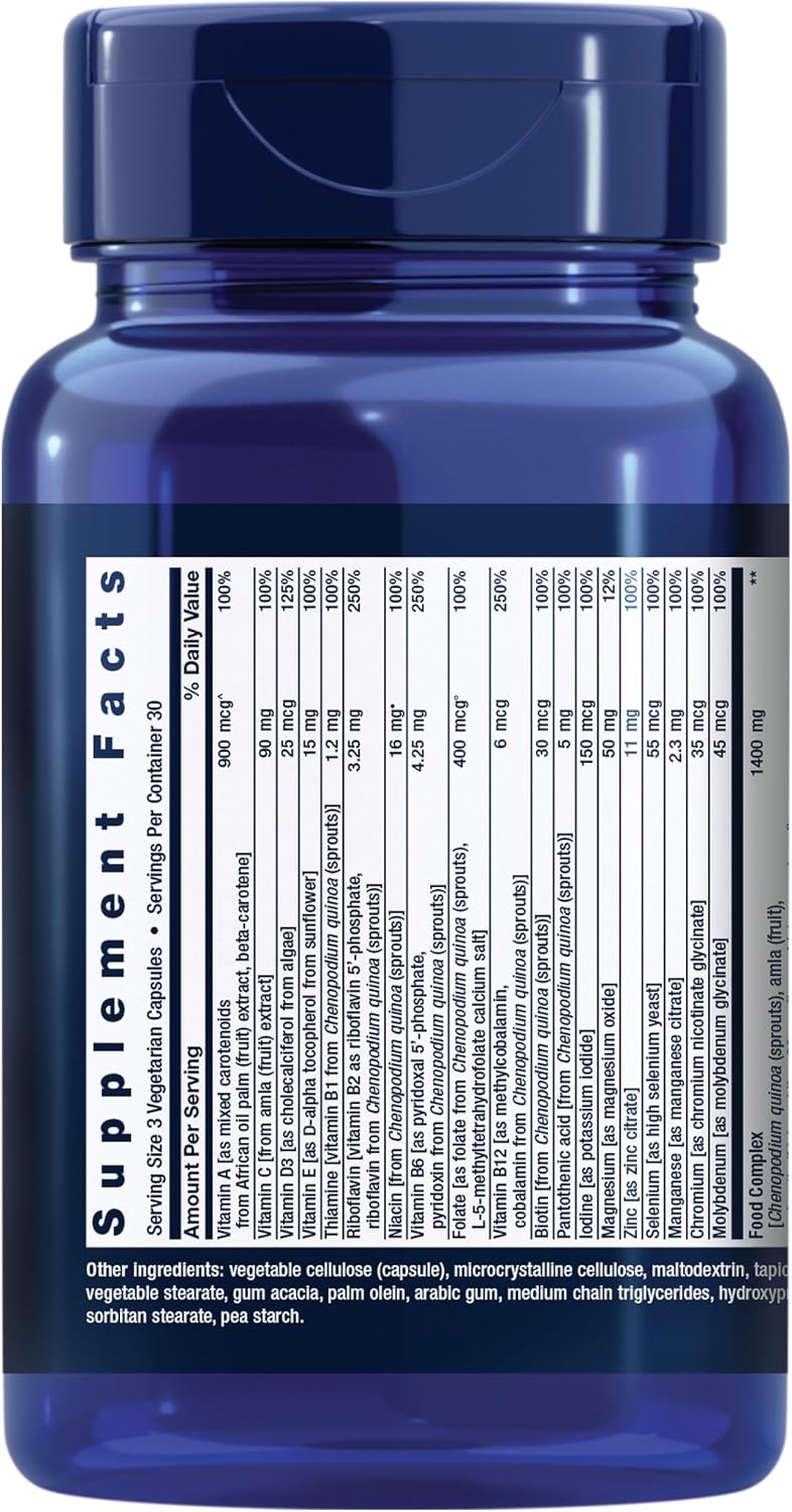 Life Extension Whole Food Multivitamin – Plant-Derived Vitamins A, B, C, D, E & Minerals – Non-GMO, Gluten-Free, Vegetarian – 90 Capsules - görsel 2