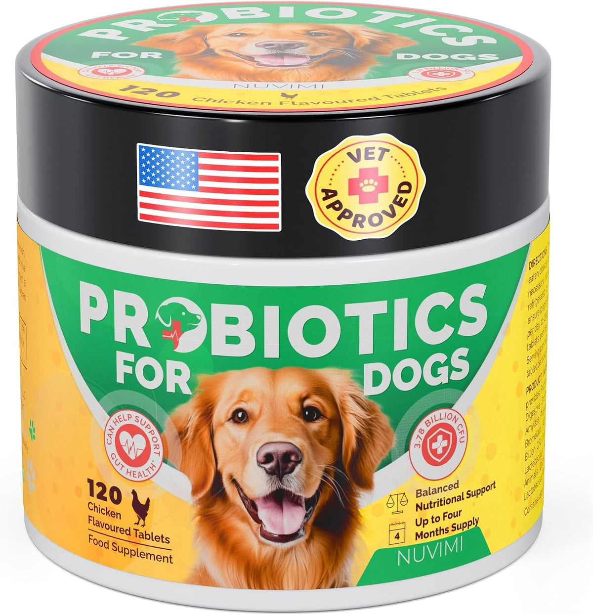 NUVIMI Probiotics for Dogs - 120 Chicken Flavour Tablets with Prebiotics - görsel 1