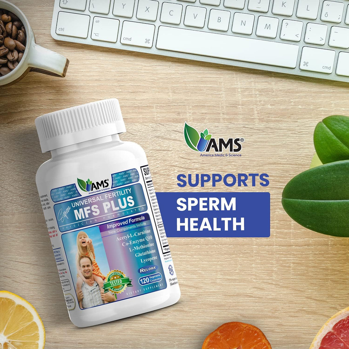 America Medic & Science MFS Plus Fertility Supplements for Men (120 Capsules) - görsel 3