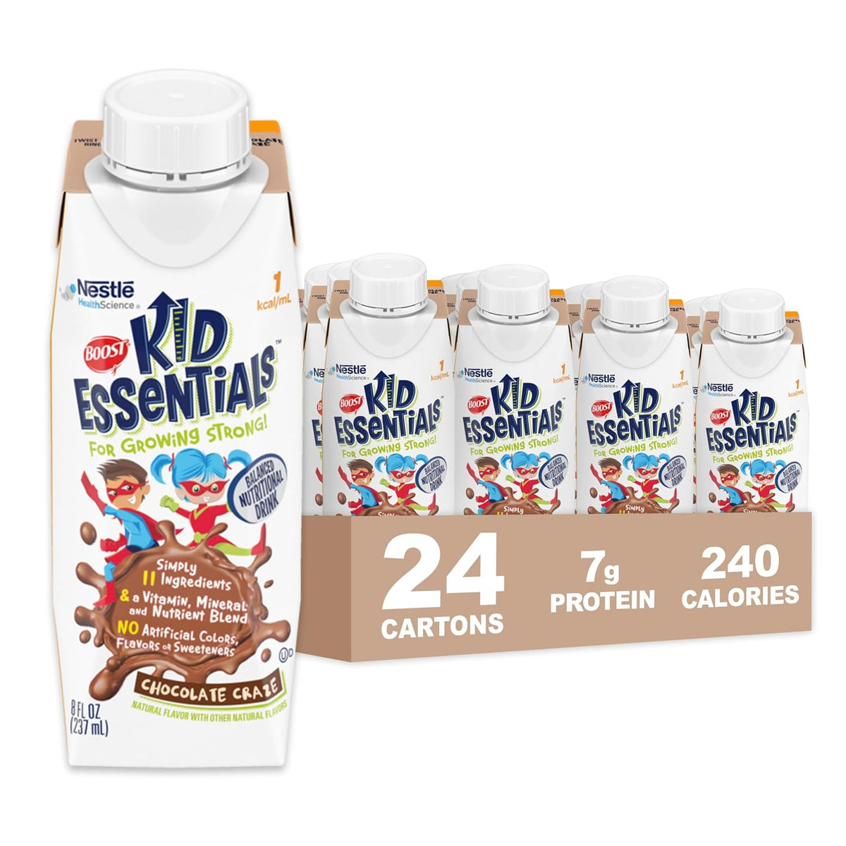BOOST Kid Essentials 1.0kcal Balanced Nutritional Drink for Kids, Strawberry Splash, 237 ml (Pack of 24) - görsel 8