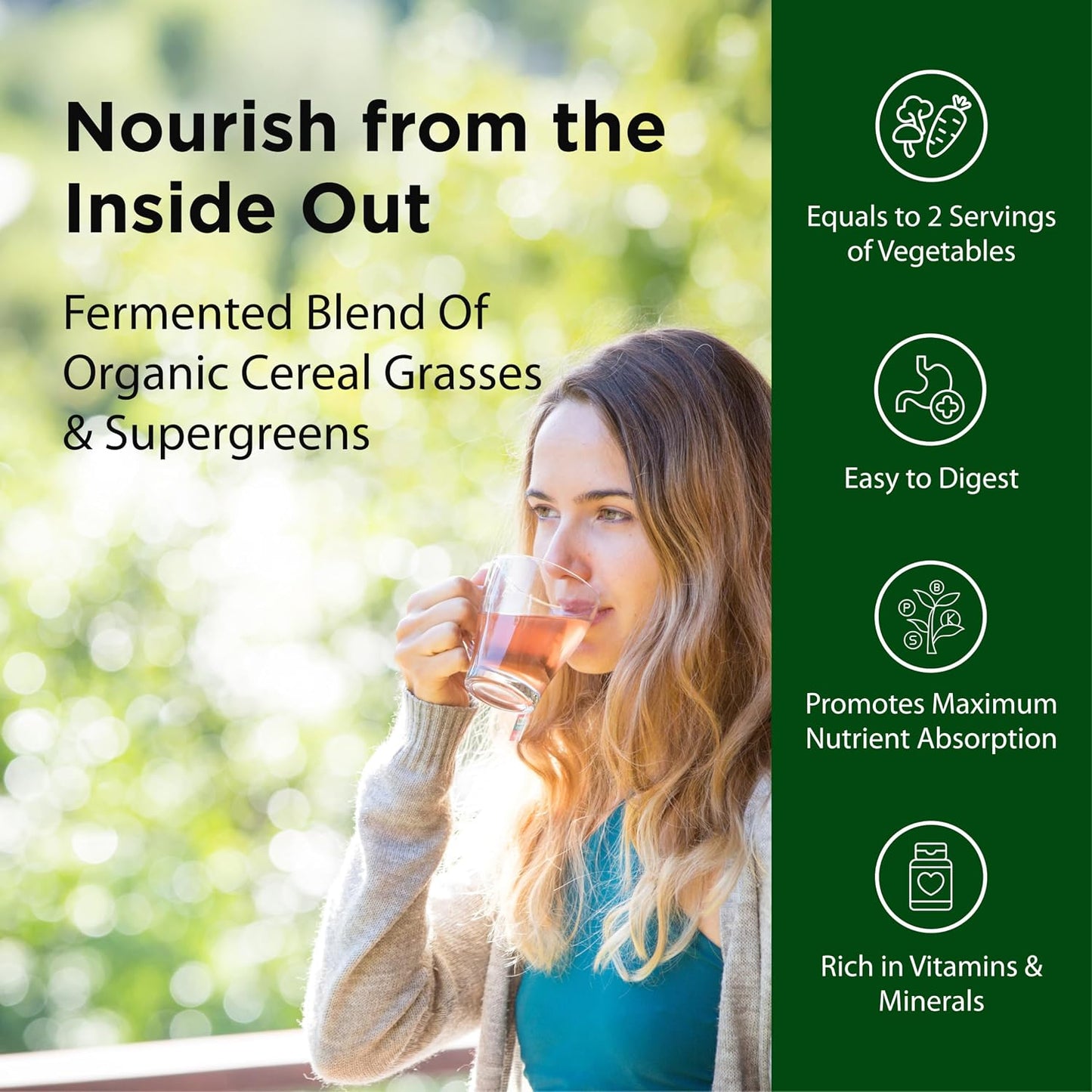 Flora Green Blend: Organic Fermented Greens Powder - 252 g - görsel 3