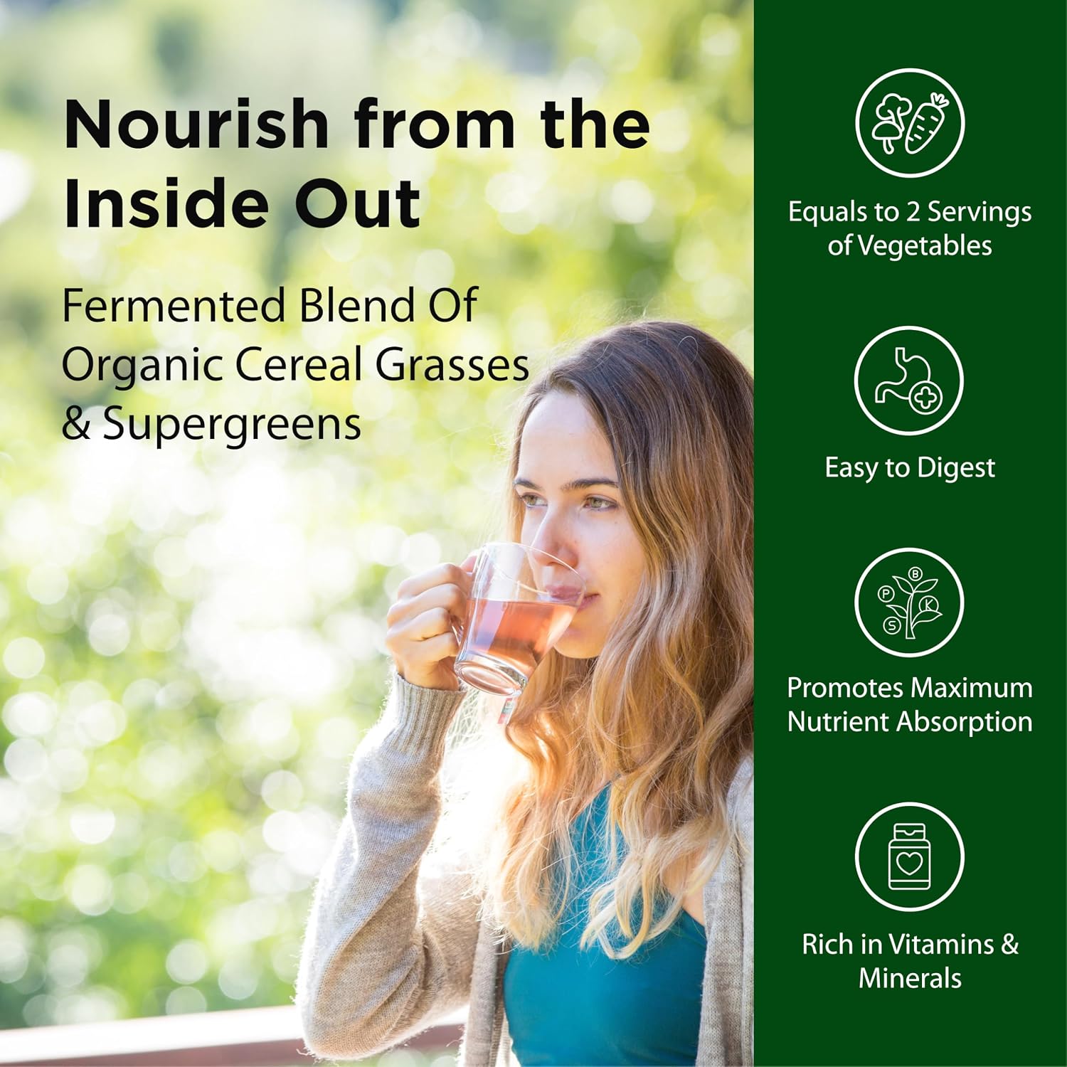 Flora Green Blend: Organic Fermented Greens Powder - 252 g - görsel 3