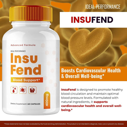 Insufend Blood Support Capsules - Maximum Strength, All-Natural Support for Healthy Circulation & Stable Levels (3 Pack)