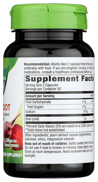 Nature's Way Beetroot Powder Capsules, 100 Count