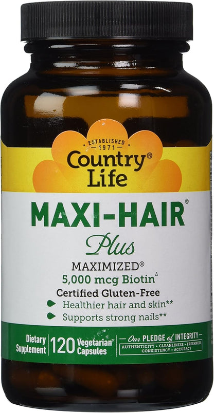 Country Life Maxi-Hair Plus Biotin, 120 Vcaps