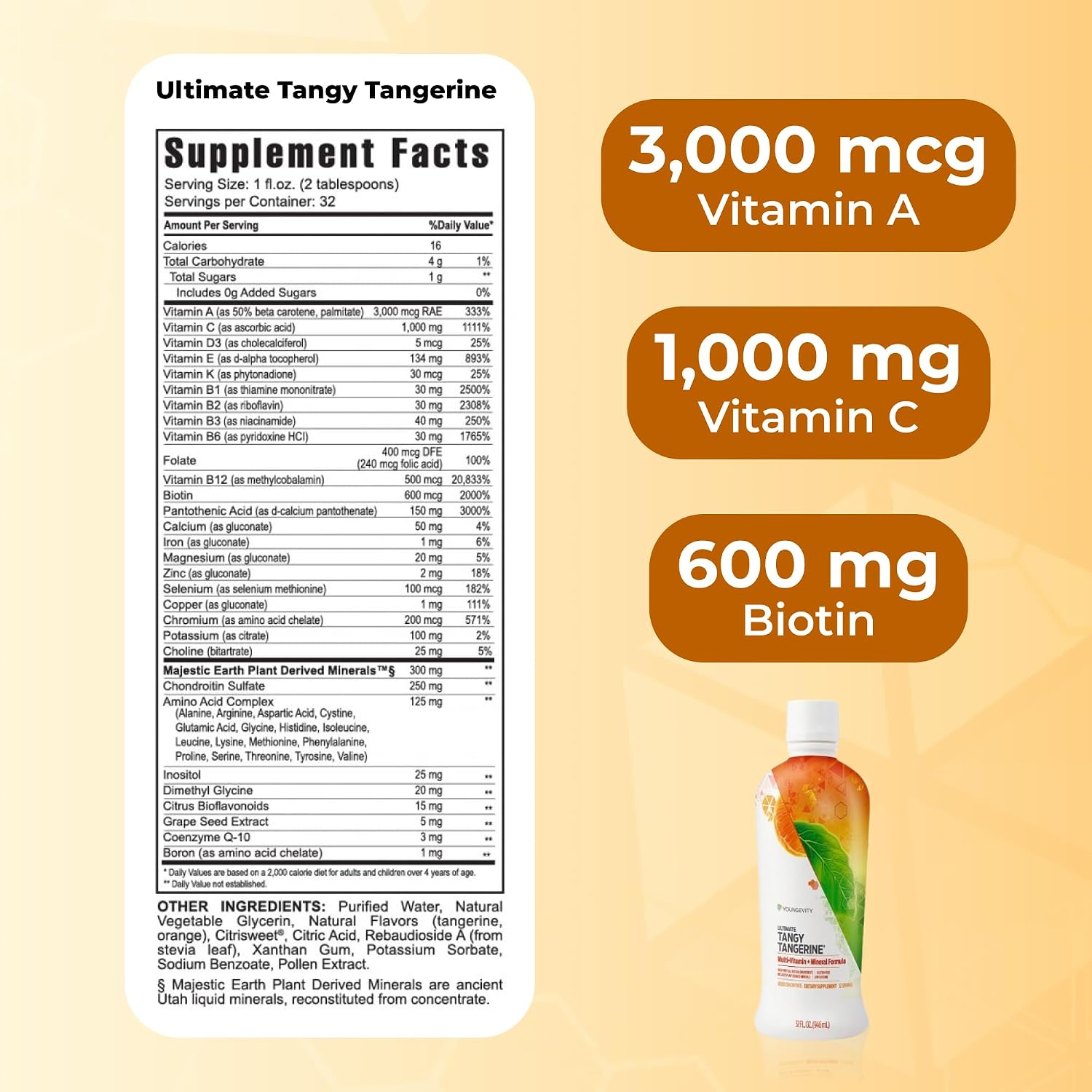 Youngevity Majestic Earth Ultimate Tangy Tangerine Liquid Multivitamin, 950 ml - görsel 3
