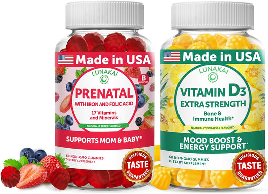 Lunakai 17-in-1 Prenatal Vitamins & Vitamin D3 Gummies Bundle