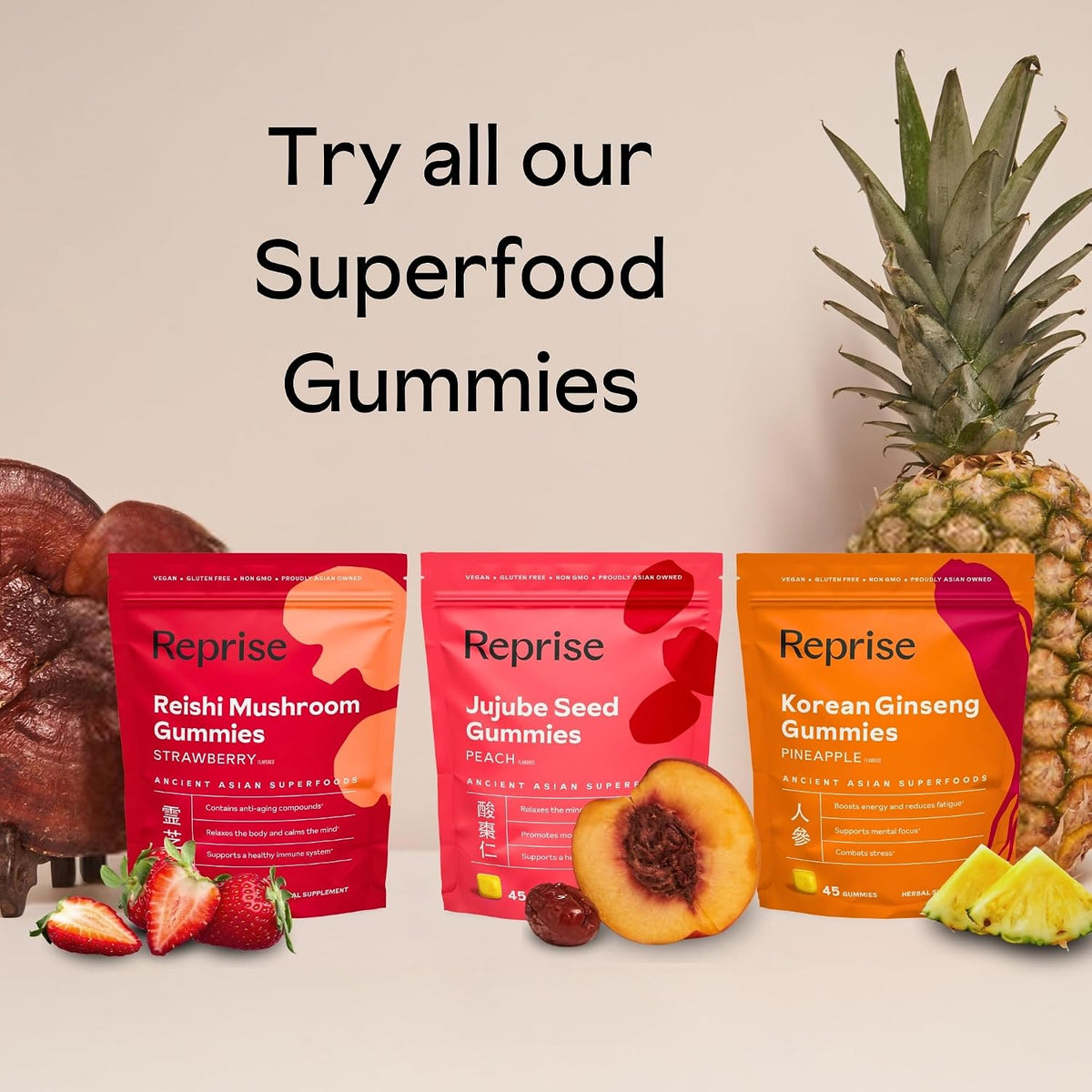 Reprise Jujube Seeds Daily Gummies - 300 mg Full-Spectrum Jujube for Relaxation & Restful Sleep, Vegan & Gelatin Free, Peach Flavoured, 40 Gummies - görsel 7