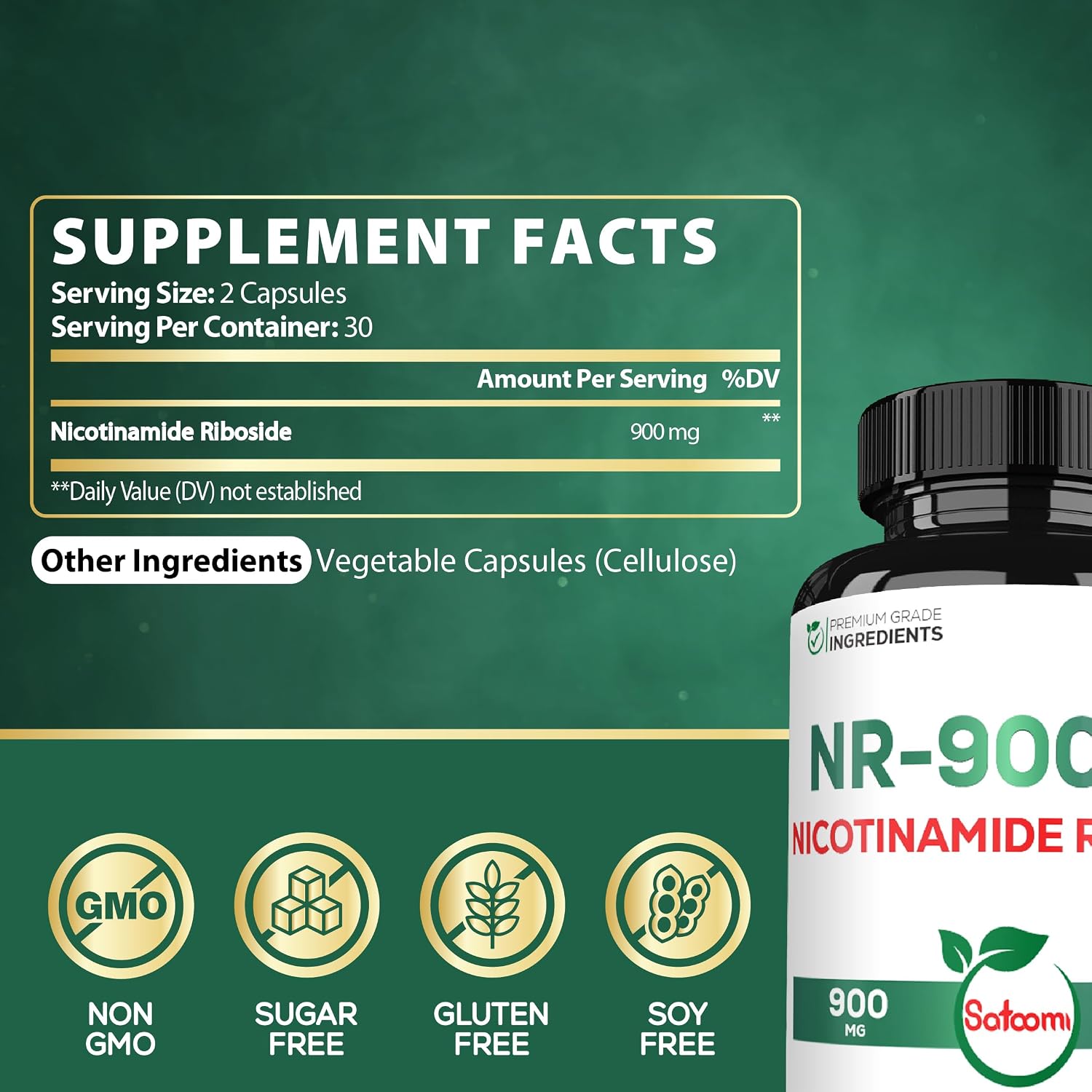 Satoomi NAD Supplement with Liposomal Nicotinamide Riboside – Cellular Energy & Repair, Vitality, Healthy Ageing – 60 Capsules for 30 Days - görsel 2