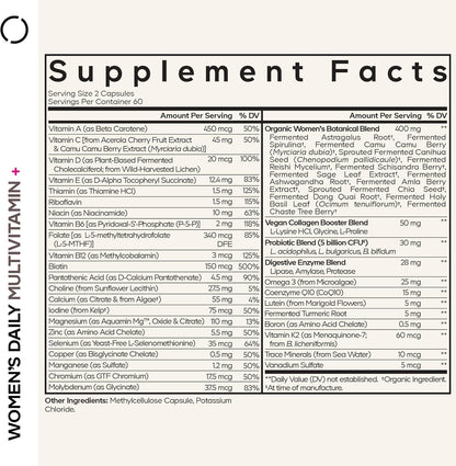 Codeage Women's Daily Multivitamin - Fermented Whole Foods with Probiotics, 120 Capsules