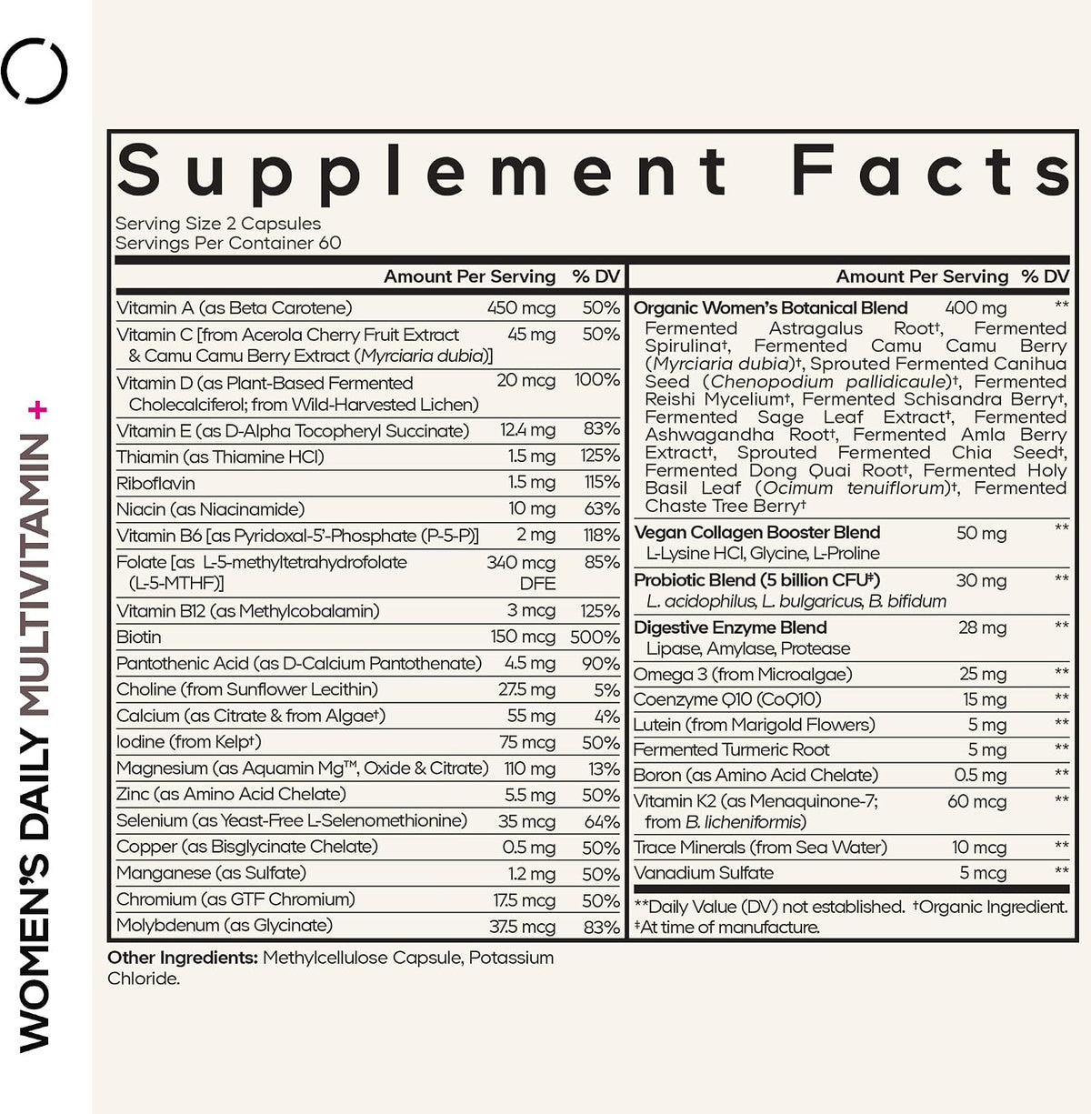 Codeage Women’s Daily Multivitamin, 25+ Vitamins & Minerals, Fermented, Organic Whole Foods, Probiotics – Vegan (2 Pack) - görsel 2