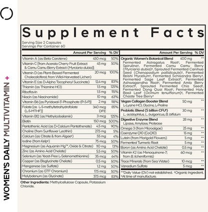 Codeage Women’s Daily Multivitamin, 25+ Vitamins & Minerals, Fermented, Organic Whole Foods, Probiotics – Vegan (2 Pack)
