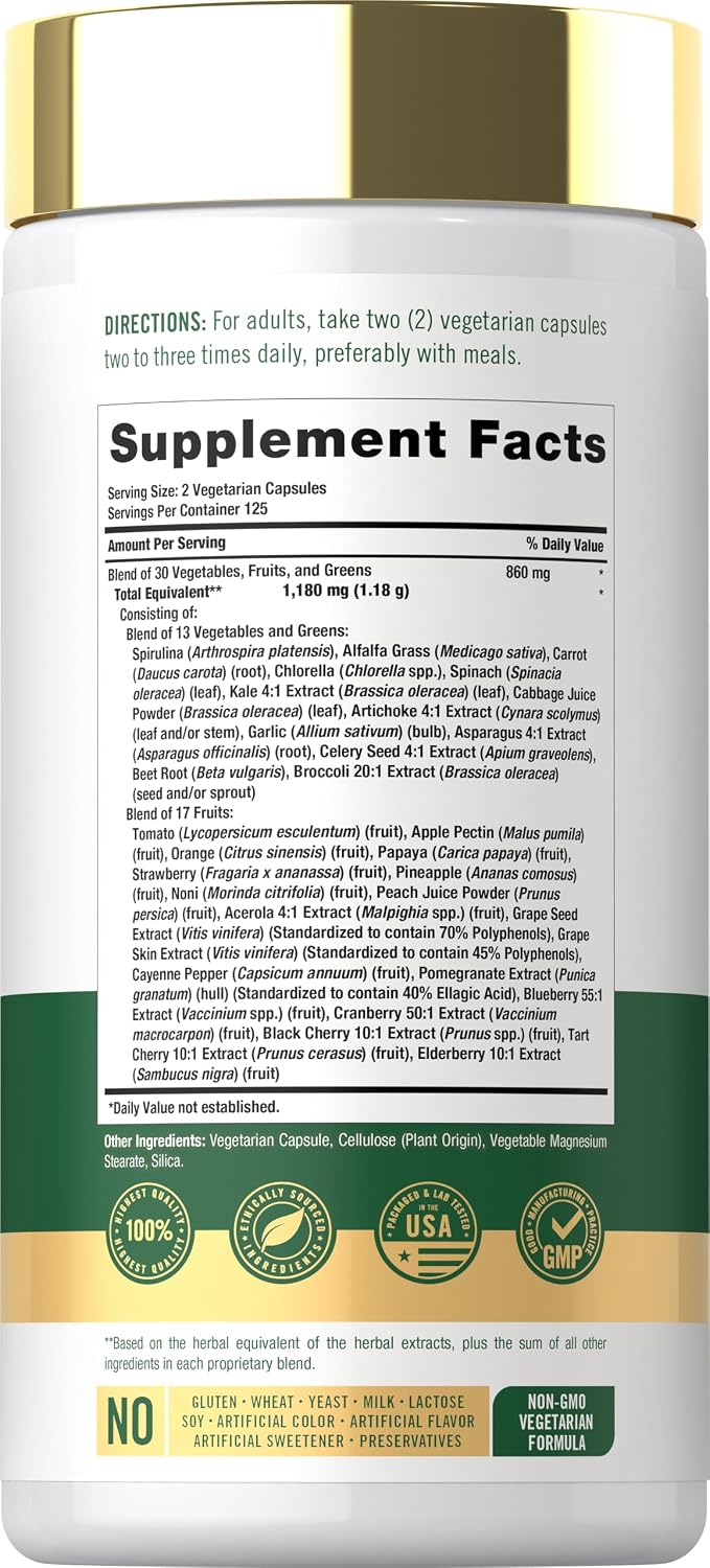 Carlyle Fruits and Veggies Supplement - 250 Capsules - görsel 2