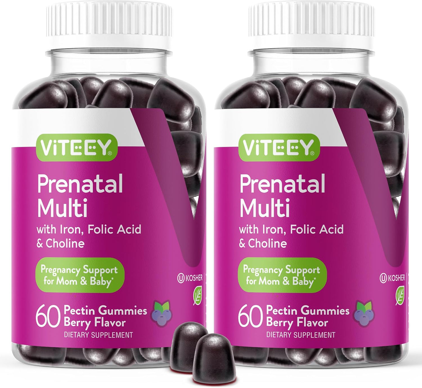 Viteey Prenatal Gummies with Iron, Folic Acid & Choline - 60 Count - görsel 7