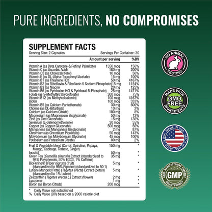 Approved Science Multivitamin – Full-Spectrum B-Vitamins, Green Tea, Lutein, Lycopene, Zeaxanthin, BioPerine – 180 Capsules (3-Month Supply)