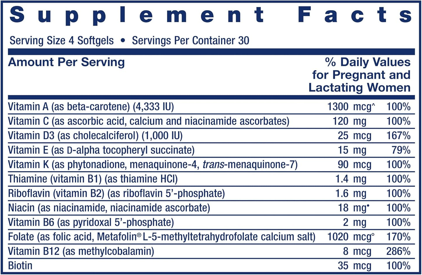 Life Extension Prenatal Advantage - Women's Multivitamin with Bioactive Folate, Choline, DHA, and Essential Nutrients - 120 Softgels - görsel 5