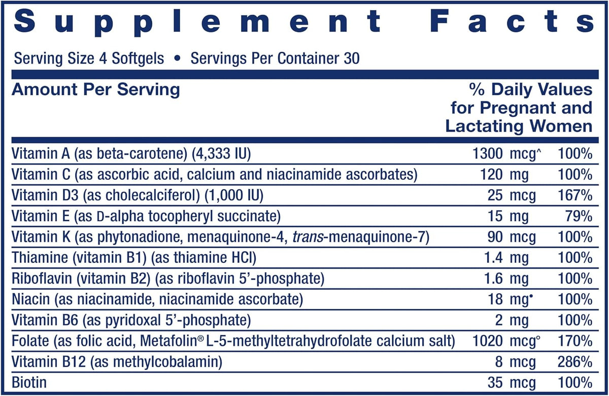 Life Extension Prenatal Advantage - Women's Multivitamin with Bioactive Folate, Choline, DHA, and Essential Nutrients - 120 Softgels - görsel 5