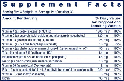 Life Extension Prenatal Advantage - Women's Multivitamin with Bioactive Folate, Choline, DHA, and Essential Nutrients - 120 Softgels
