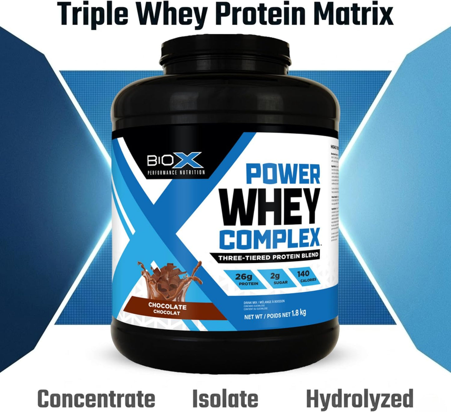 BioX Power Whey Complex | High Protein 100% Pure Whey Protein Powder | 26g Protein | 52 Servings, 4LB (Chocolate) - görsel 4