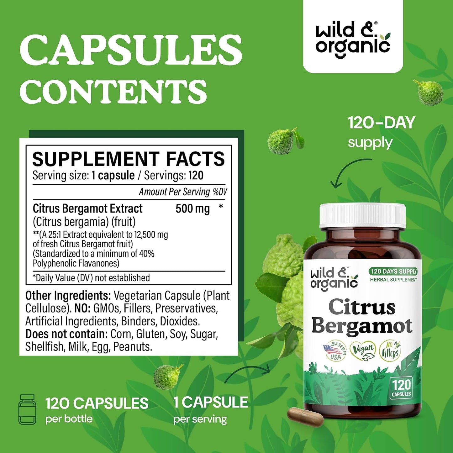Wild & Organic Citrus Bergamot Capsules - Antioxidant & Overall Support - görsel 3