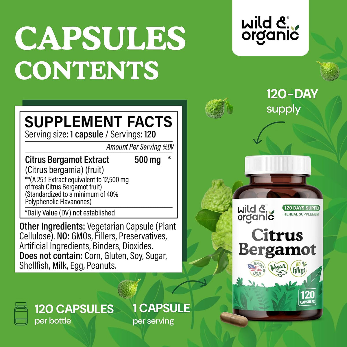 Wild & Organic Citrus Bergamot Capsules - Antioxidant & Overall Support - görsel 3