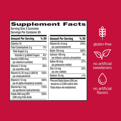 Centrum MultiGummies for Women 18+, Gummy Multivitamin, Assorted Natural Fruit Flavours - 170 Gummies