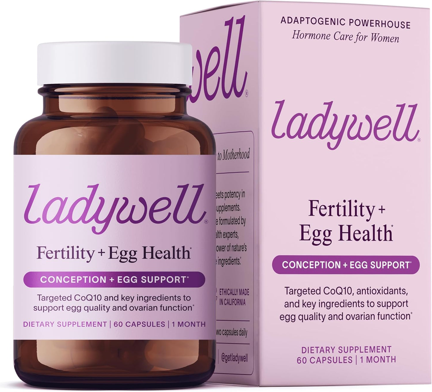 Ladywell Fertility + Egg Health Supplement with CoQ10, Folate and Key Ingredients - 60 Capsules - görsel 1