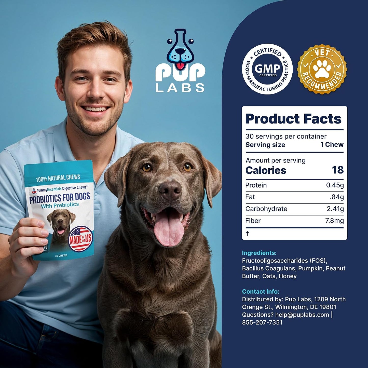 Pup Labs Tummy Essentials Probiotic Chews for Dogs - Digestive and Immune Support, 30 Chews - görsel 7